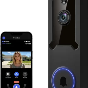 1080p Wireless Wi-Fi Doorbell Camera with Night Vision, Two-Way Audio