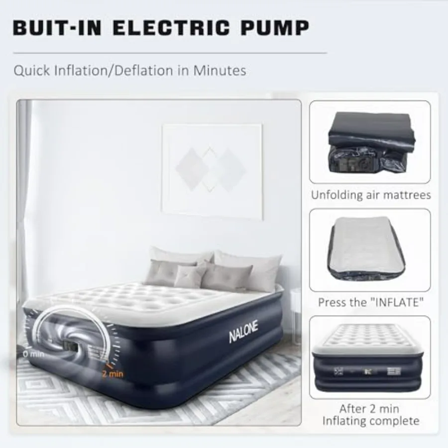 Air Mattress Full with Built-in Pump, Inflatable Mattress - Image 3