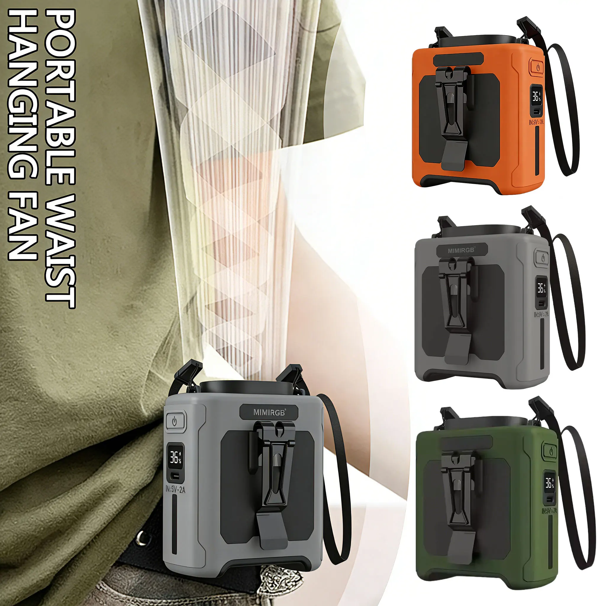 USB Rechargeable Waist Clip Fan Mobile Power for Outdoor - Image 1