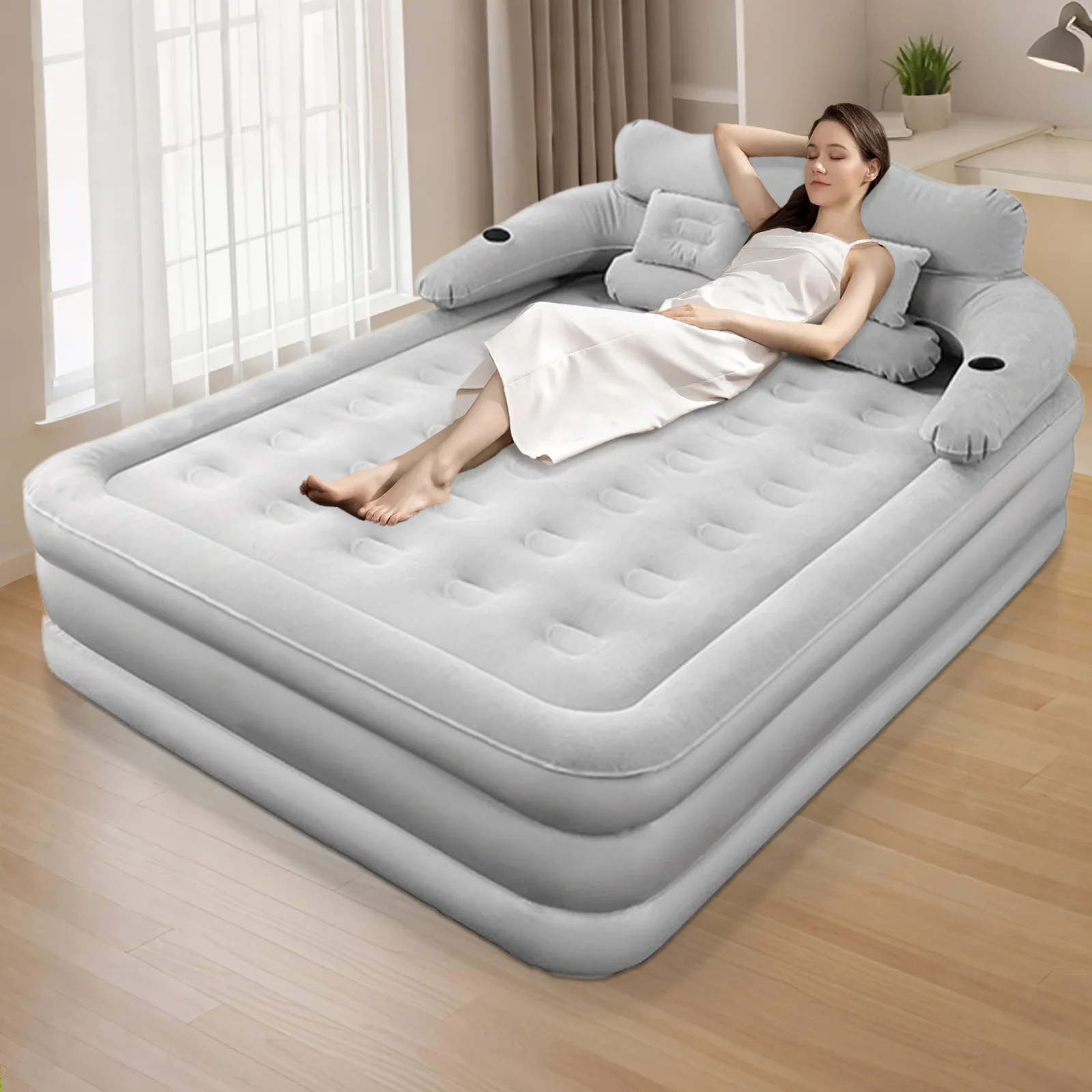 2 Person Built-In Pump Indoor Outdoor Lazy Sleeping Mat - Image 1