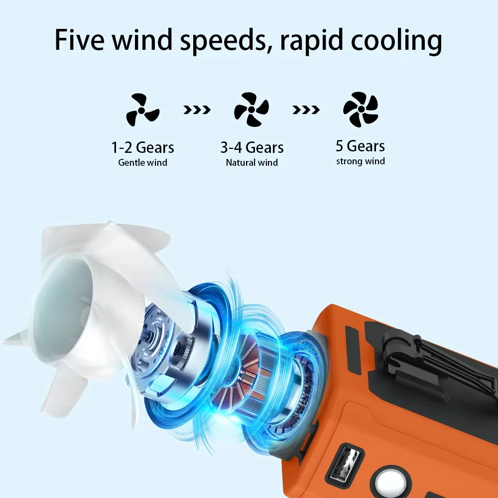 USB Rechargeable Waist Clip Fan Mobile Power for Outdoor - Image 2