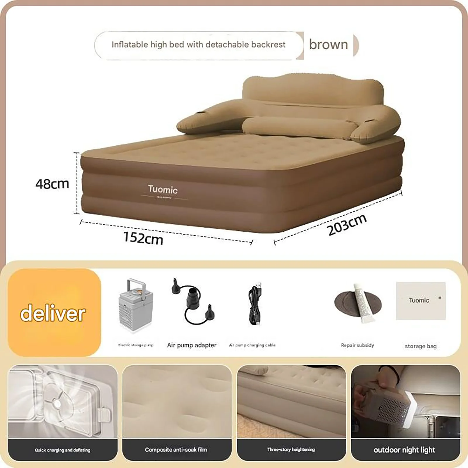 2 Person Built-In Pump Indoor Outdoor Lazy Sleeping Mat - Image 9