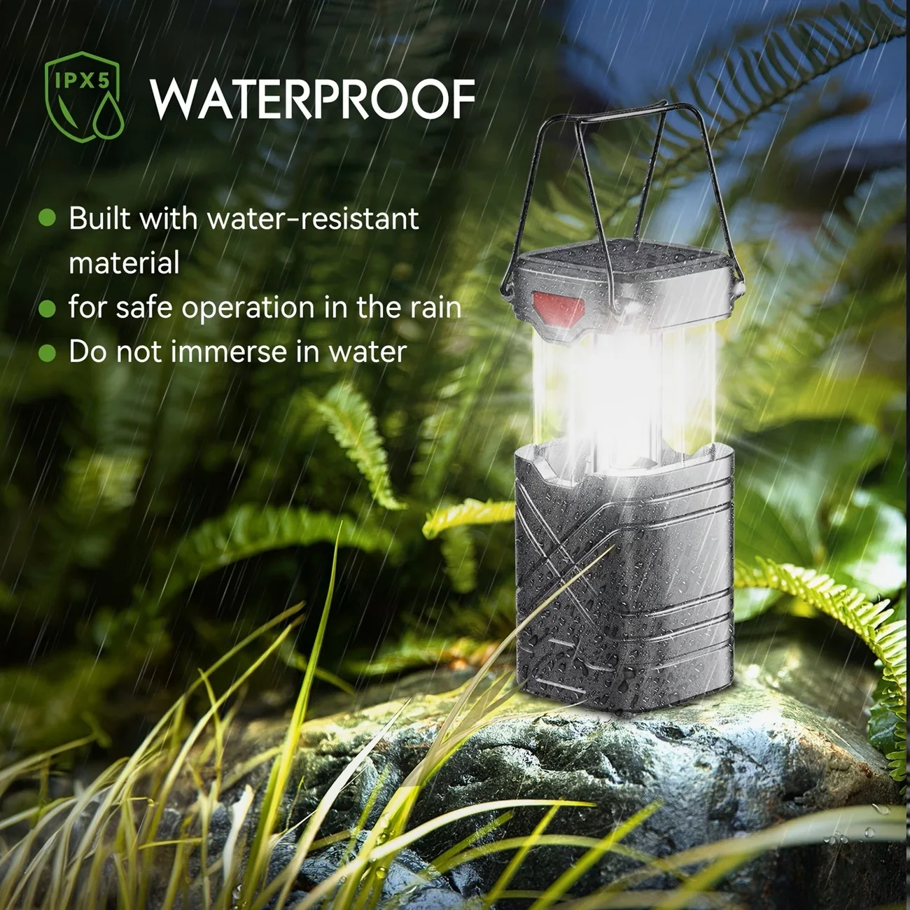 Solar Camping Lantern 2/4-Pack, Rechargeable LED with Flashlight, USB-C & Solar Powered - Image 2