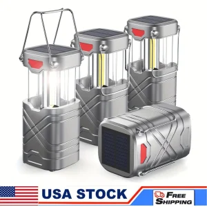 Solar Camping Lantern 2/4-Pack, Rechargeable LED with Flashlight, USB-C & Solar Powered - Thumbnail Image 7