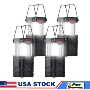 Solar Camping Lantern 2/4-Pack, Rechargeable LED with Flashlight, USB-C & Solar Powered