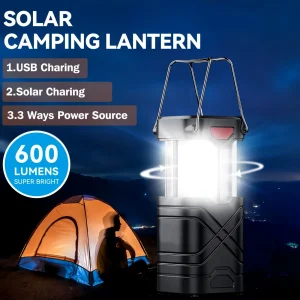 Solar Camping Lantern 2/4-Pack, Rechargeable LED with Flashlight, USB-C & Solar Powered - Thumbnail Image 5