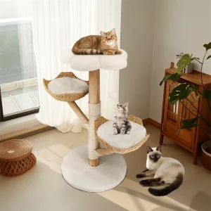 Cat Furniture Climbing Tree Solid Wood Activity Center with Scratching Post - Thumbnail Image 5