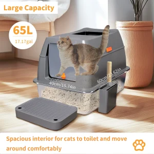 Extra Large for Big Cats Kitty Metal Litter Pan Tray High Wall Sides - Thumbnail Image 4
