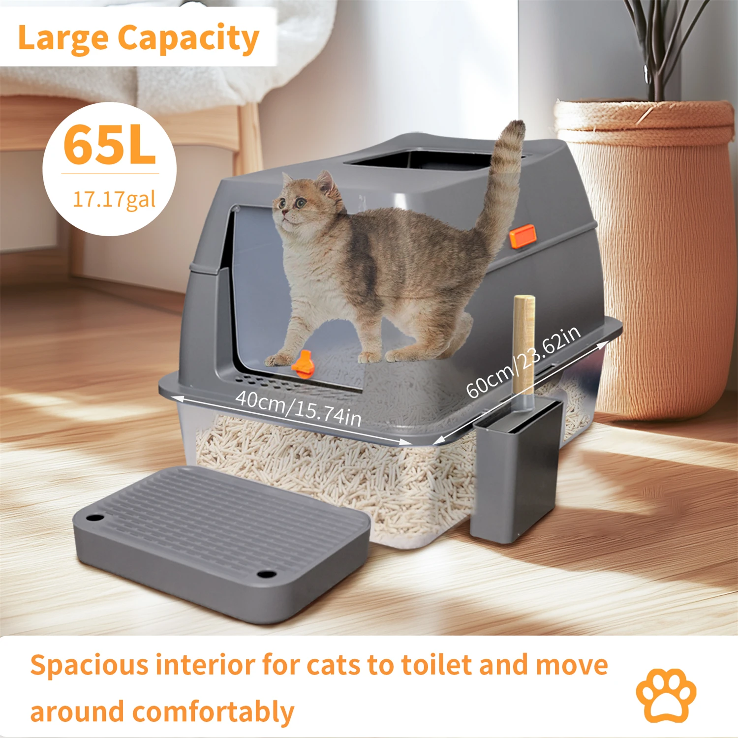 Extra Large for Big Cats Kitty Metal Litter Pan Tray High Wall Sides - Image 4
