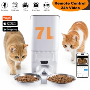 7L Smart Automatic Pet Feeder with HD Camera Double Bowls
