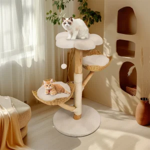Cat Furniture Climbing Tree Solid Wood Activity Center with Scratching Post - Thumbnail Image 2