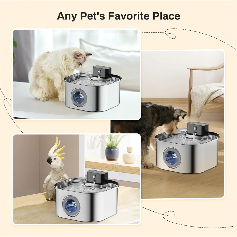 Wireless Stainless Steel Pet Water Fountain - Image 3