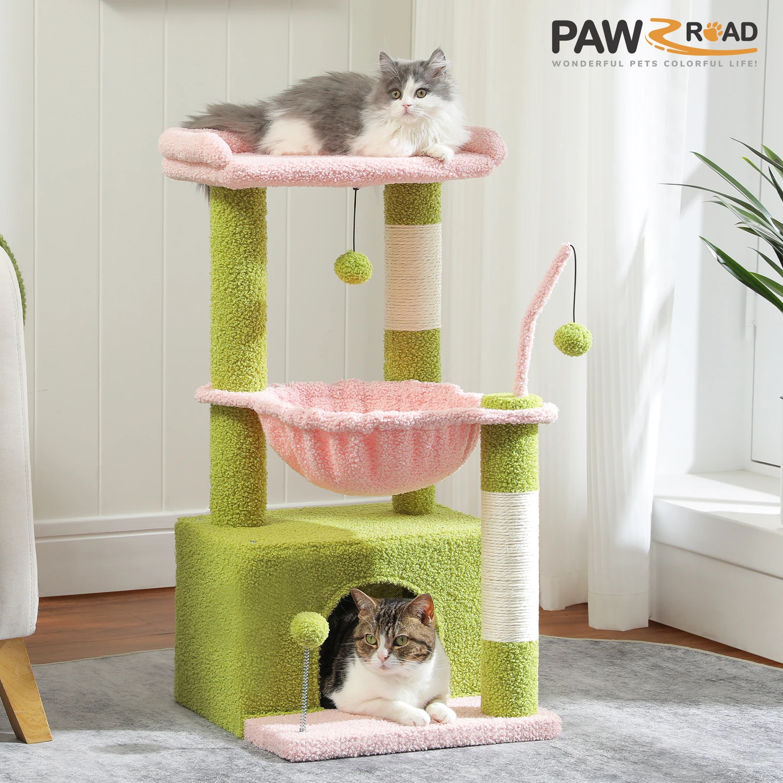 4-in-1 Cat Tree with Large Cat Condo, Sisal Scratching Post - Image 5