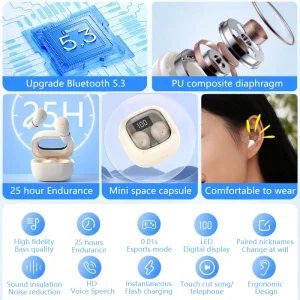 SK small earbuds wireless bluetooth headset,headphones sport,sleep,work - Thumbnail Image 6