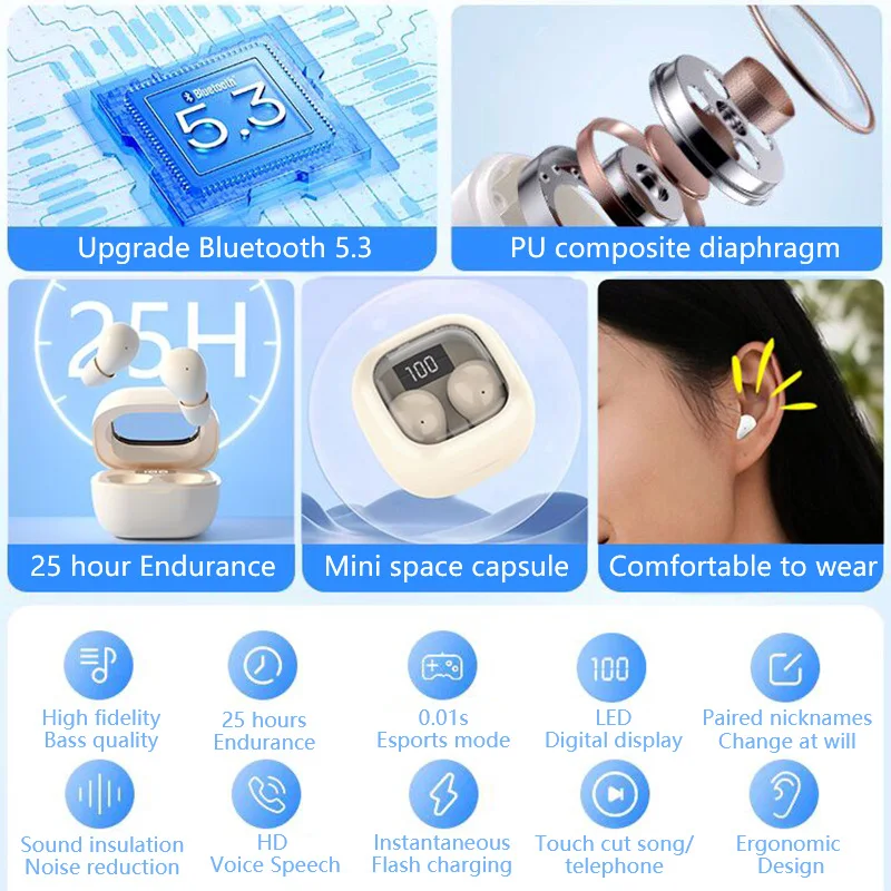 SK small earbuds wireless bluetooth headset,headphones sport,sleep,work - Image 6