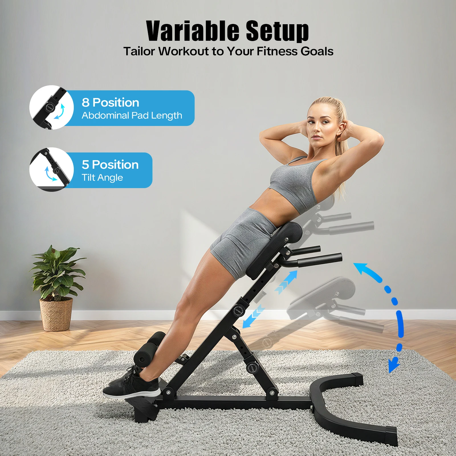 Back Extension Steel Frame Home Gym Fitness Equipment for Full Body Muscle Training - Image 3