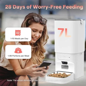 7L Smart Automatic Pet Feeder with HD Camera Double Bowls - Thumbnail Image 2