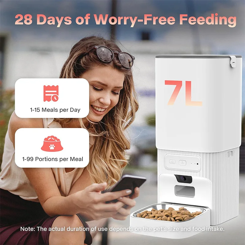 7L Smart Automatic Pet Feeder with HD Camera Double Bowls - Image 2