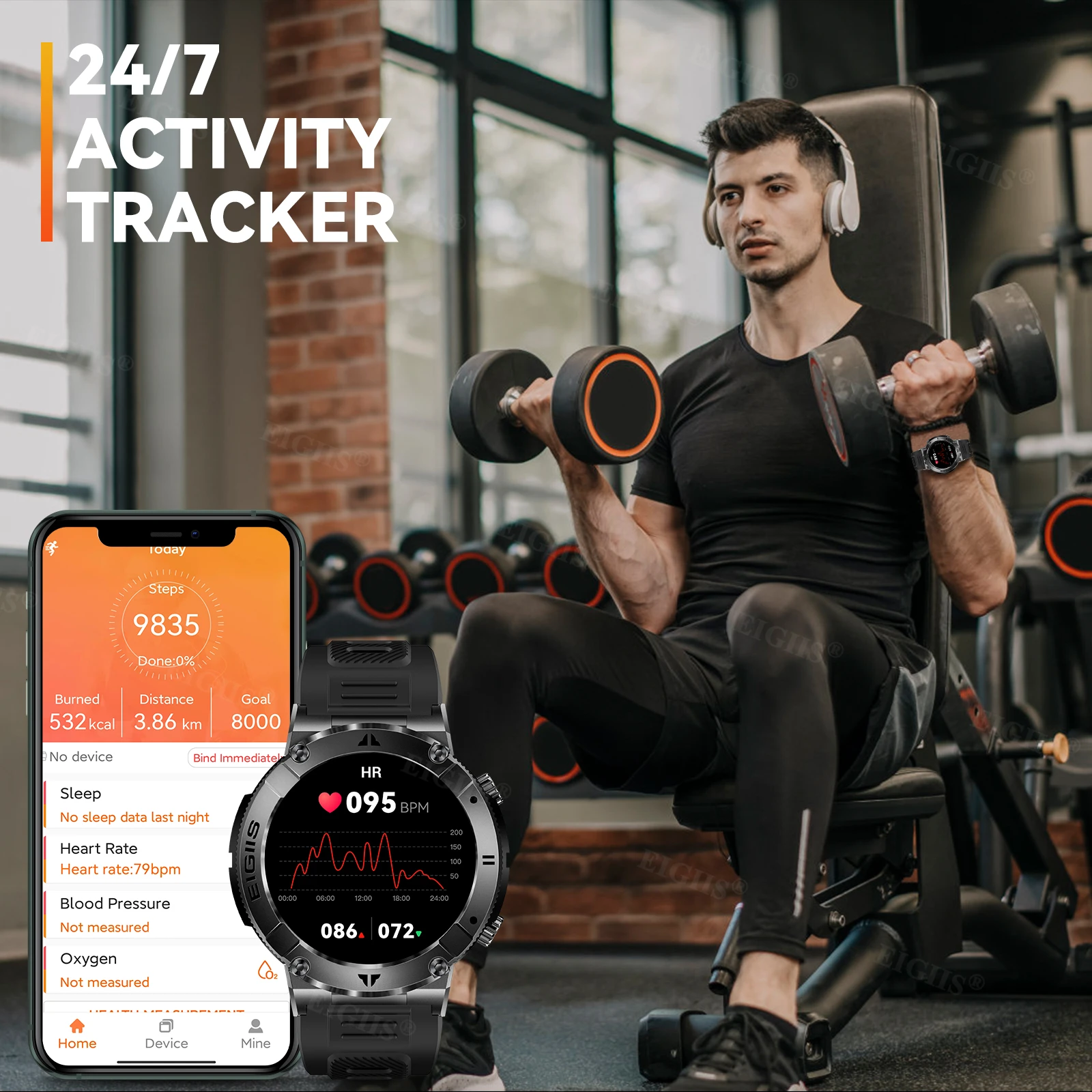 Sport Fitness Health Monitor Custom Dial Waterproof Smartwatch - Image 2