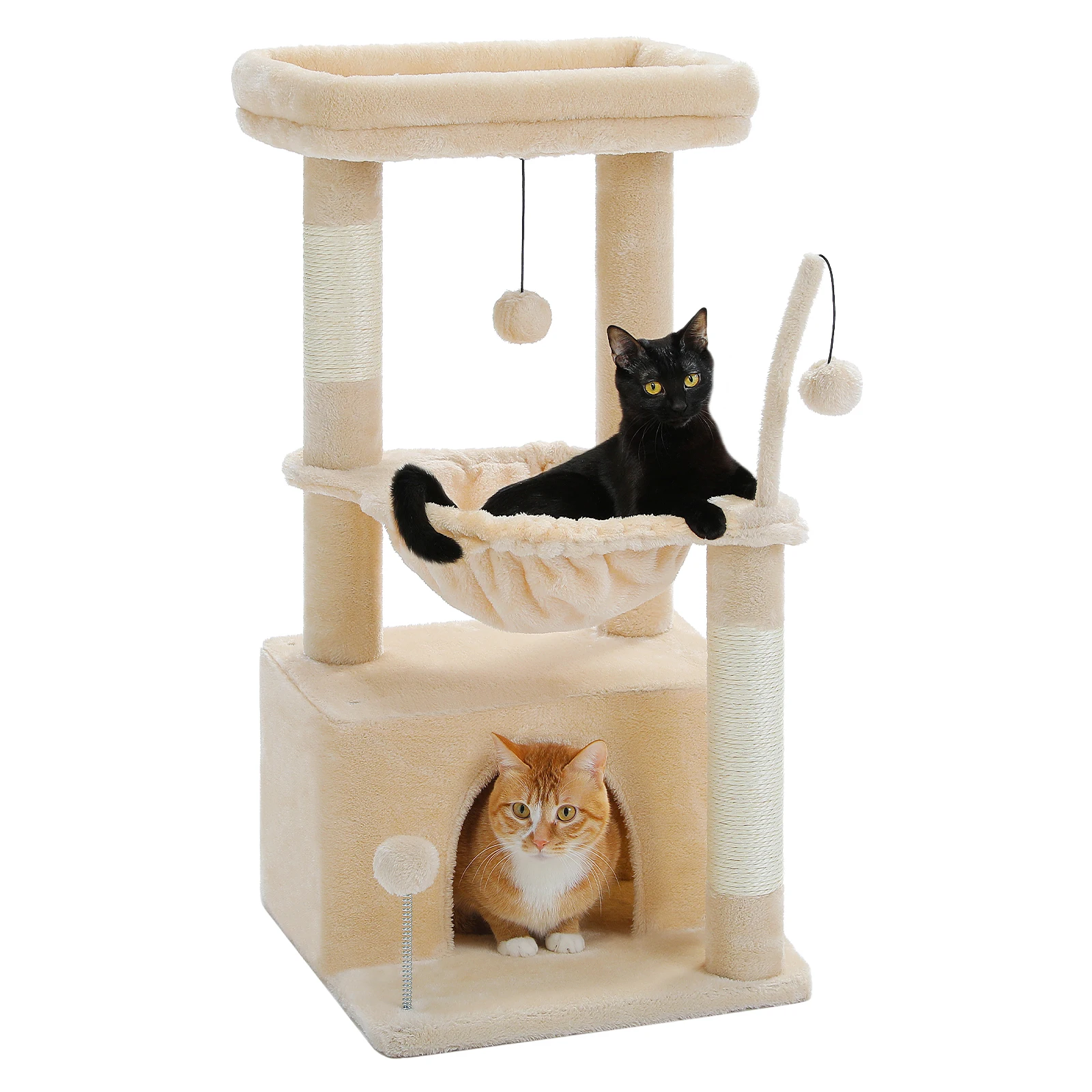 4-in-1 Cat Tree with Large Cat Condo, Sisal Scratching Post - Image 9