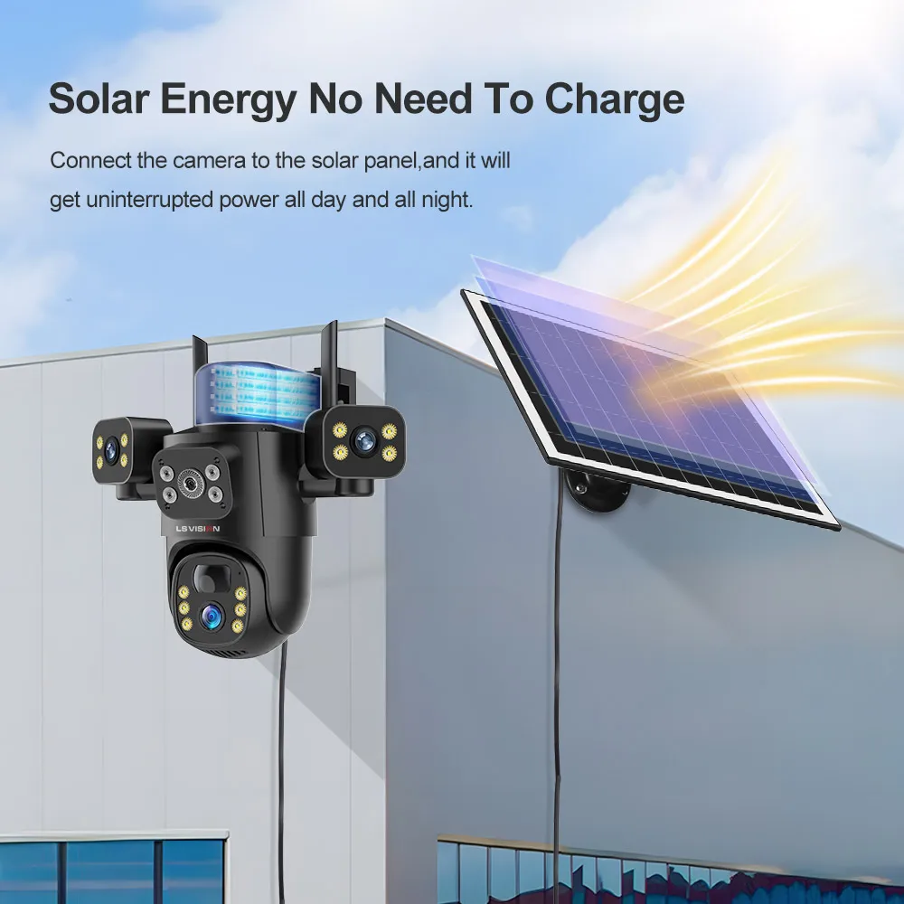 Solar Camera 3Lenses Outdoor Night Vision Security - Image 5