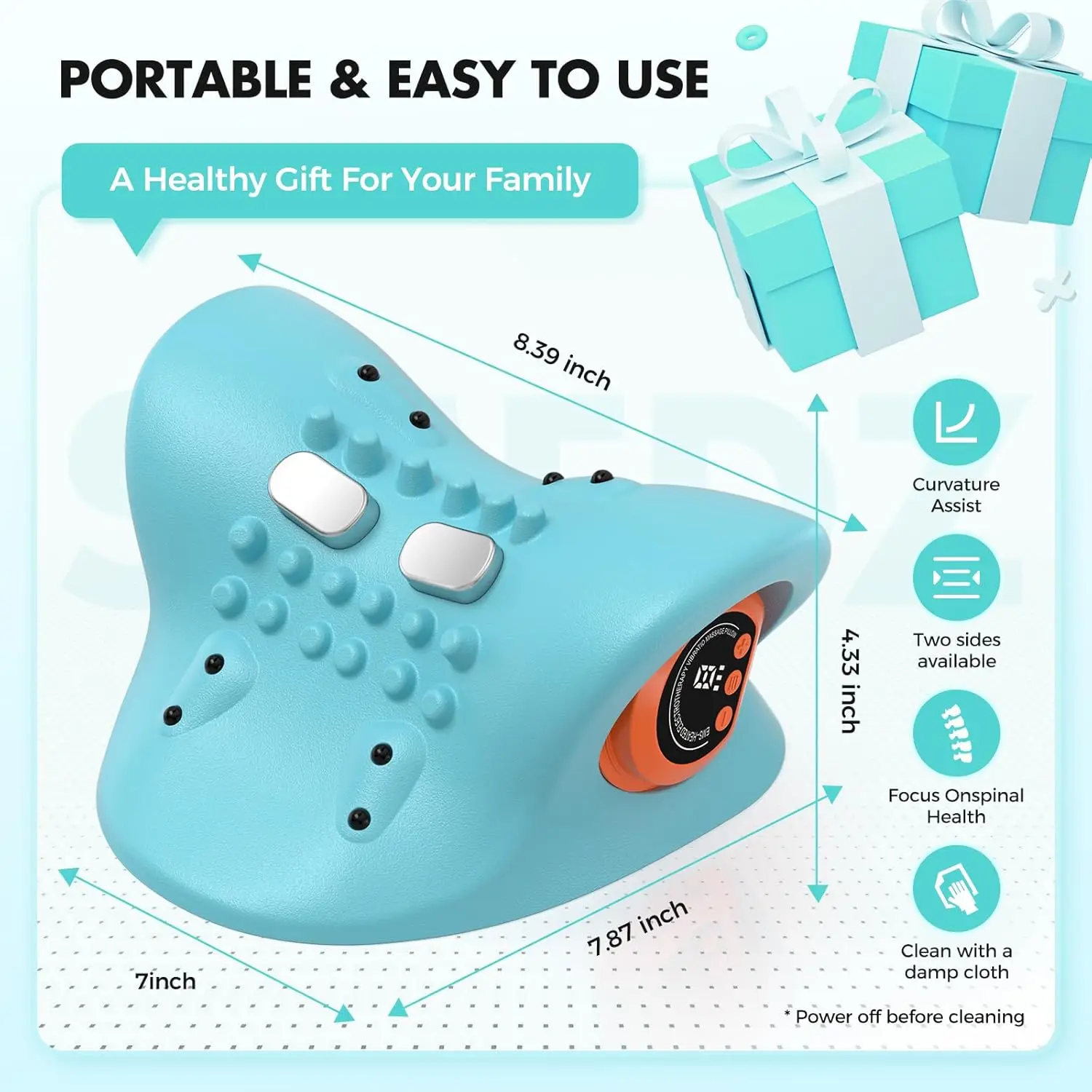 Rechargeable Portable Neck Massager Pillow3-in-1 Shiatsu Neck & Back Massager with Remote Control - Heat/Vibration/Deep Tissue - Image 6