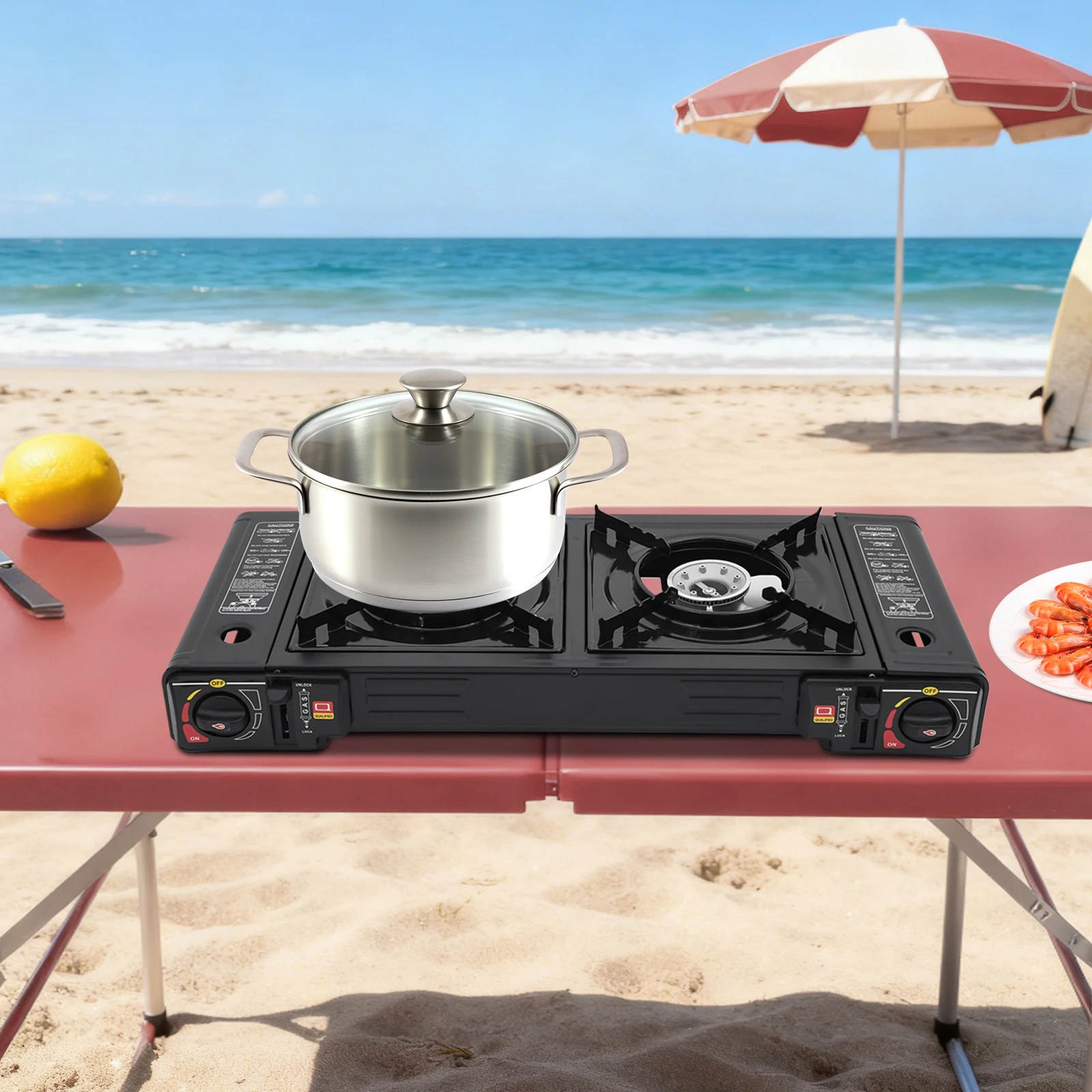 2 Burners Portable Gas Stove with Piezo Ignition and Carrying Case 2x2500W High Power LPG/Butane for Camping Picnics Parties - Image 2
