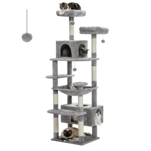 Large Cat Tree and Tower for Indoor Cats With Sisal-Covered Scratching Posts Spacious Hammock Padded Perches and Condos Cat Toys - Thumbnail Image 10