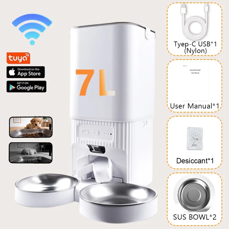 7L Smart Automatic Pet Feeder with HD Camera Double Bowls - Image 9