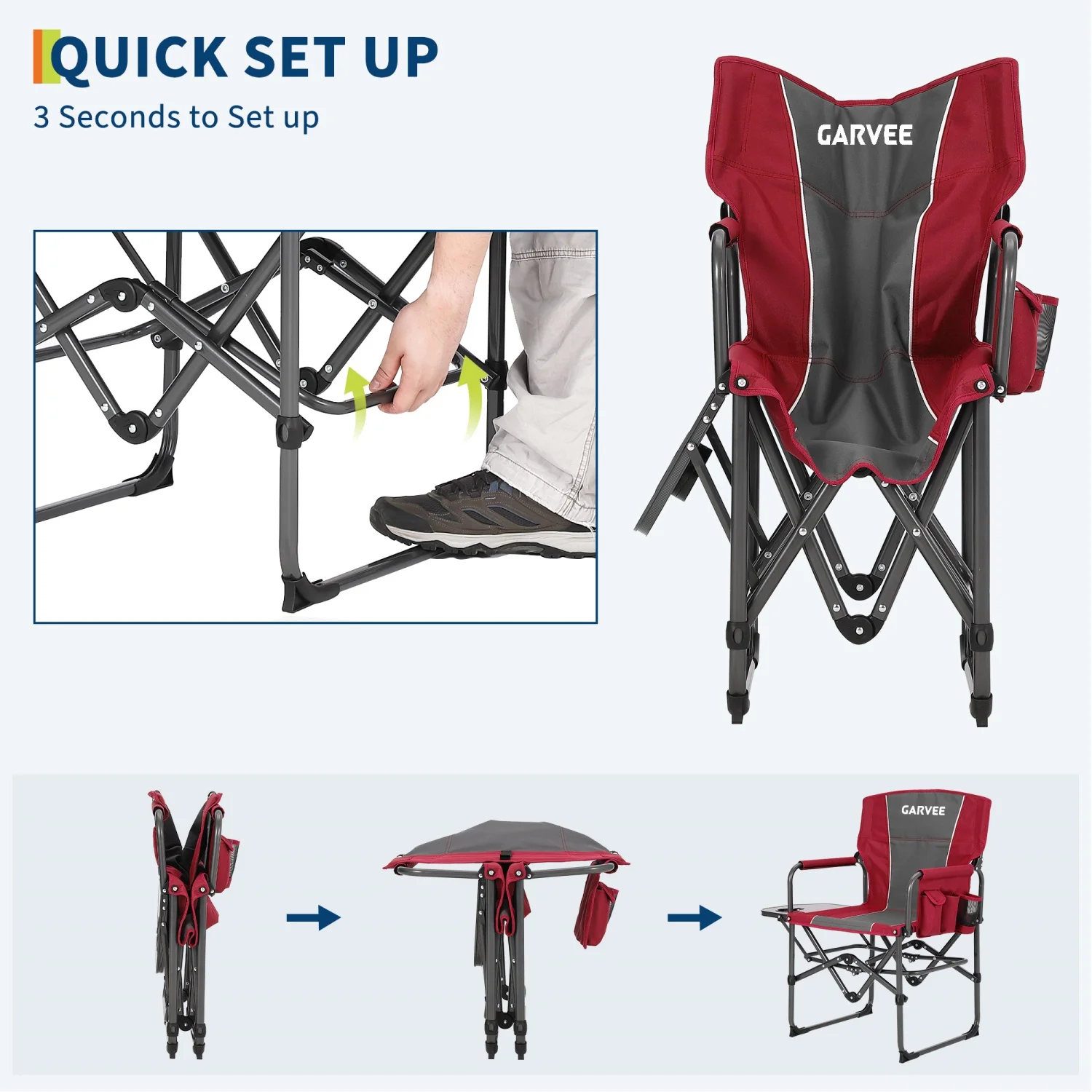 1 Pack / 2 Pack Oversized Heavy Duty Folding Directors Chair - Image 4