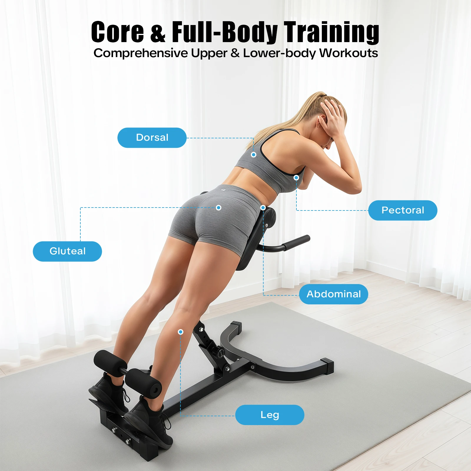 Back Extension Steel Frame Home Gym Fitness Equipment for Full Body Muscle Training - Image 5
