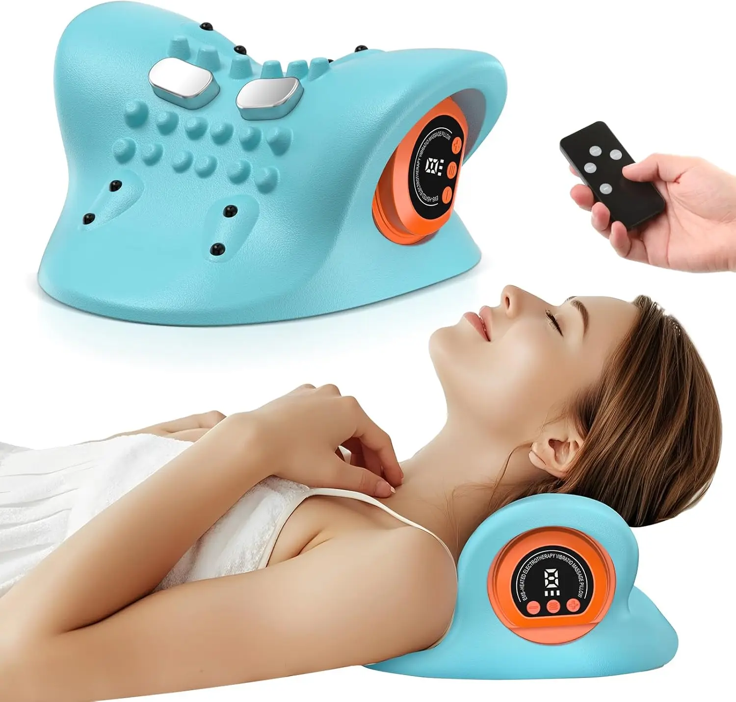 Rechargeable Portable Neck Massager Pillow3-in-1 Shiatsu Neck & Back Massager with Remote Control - Heat/Vibration/Deep Tissue - Image 1