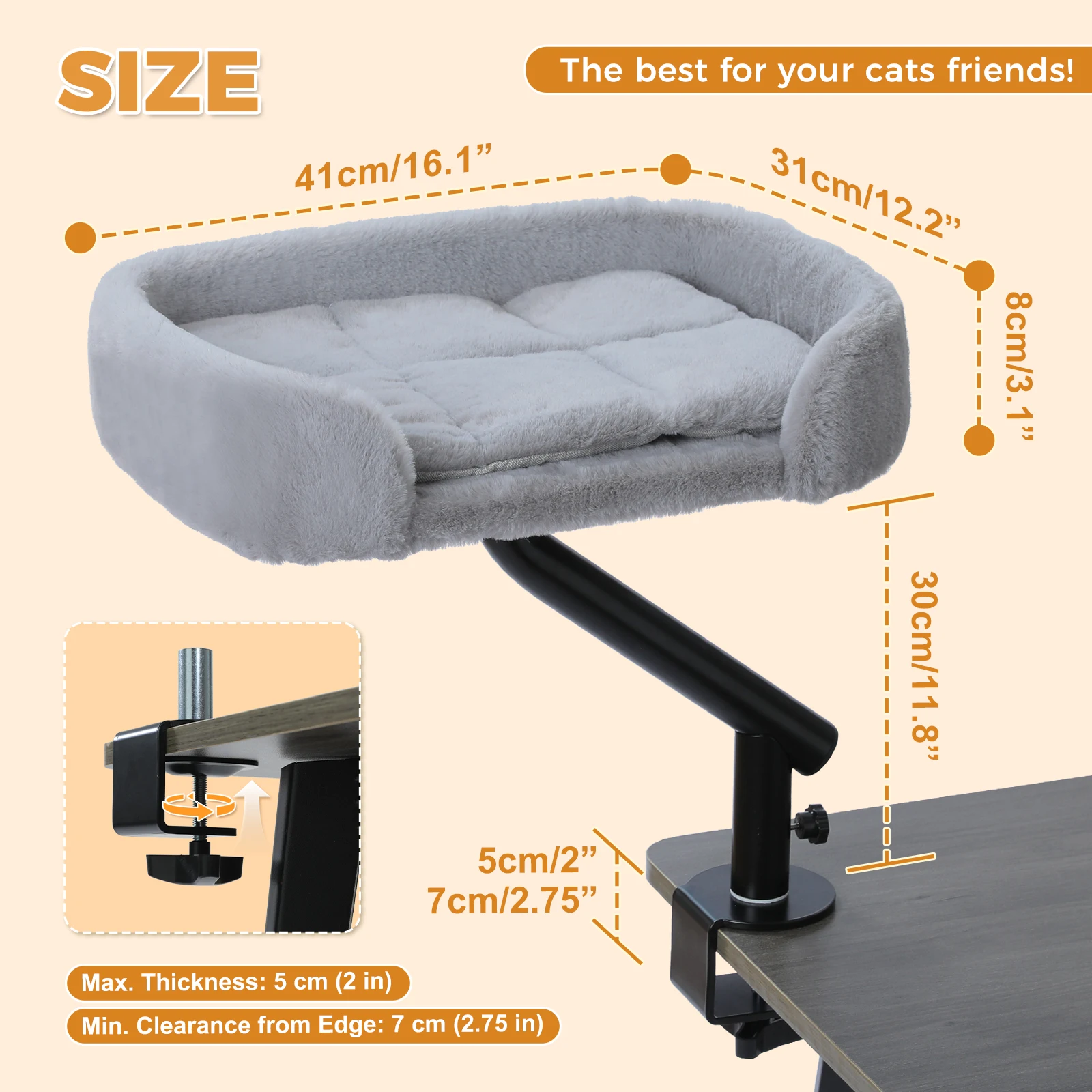 Cats Hammock for Table, Soft Cat Bed for Desk - Image 13