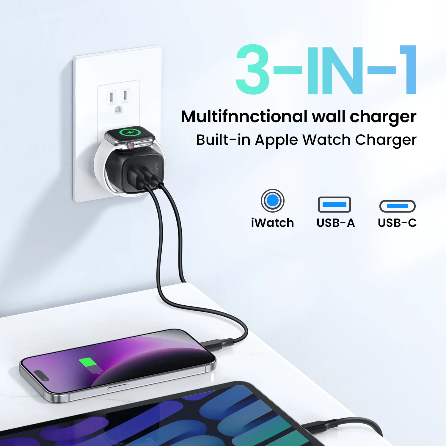 For Apple Watch Charger with 20W Fast Charging Block, - Image 4