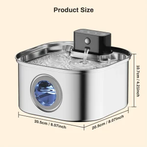 Wireless Stainless Steel Pet Water Fountain, 3.2L Automatic - Thumbnail Image 5