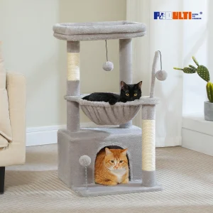 4-in-1 Cat Tree with Large Cat Condo, Sisal Scratching Post