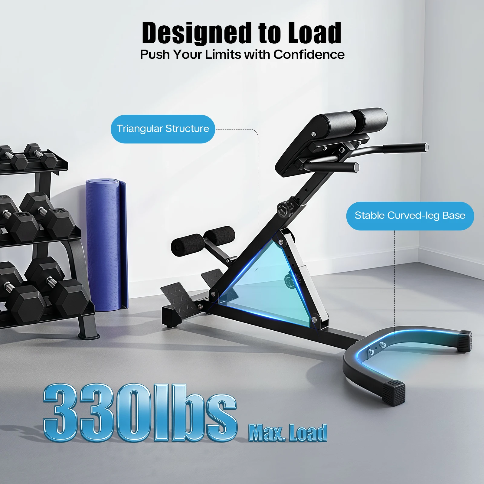 Back Extension Steel Frame Home Gym Fitness Equipment for Full Body Muscle Training - Image 1