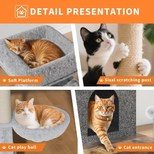 3-in-1 Modern Cat Tree with Hidden Litter Box Enclosure - Thumbnail Image 3
