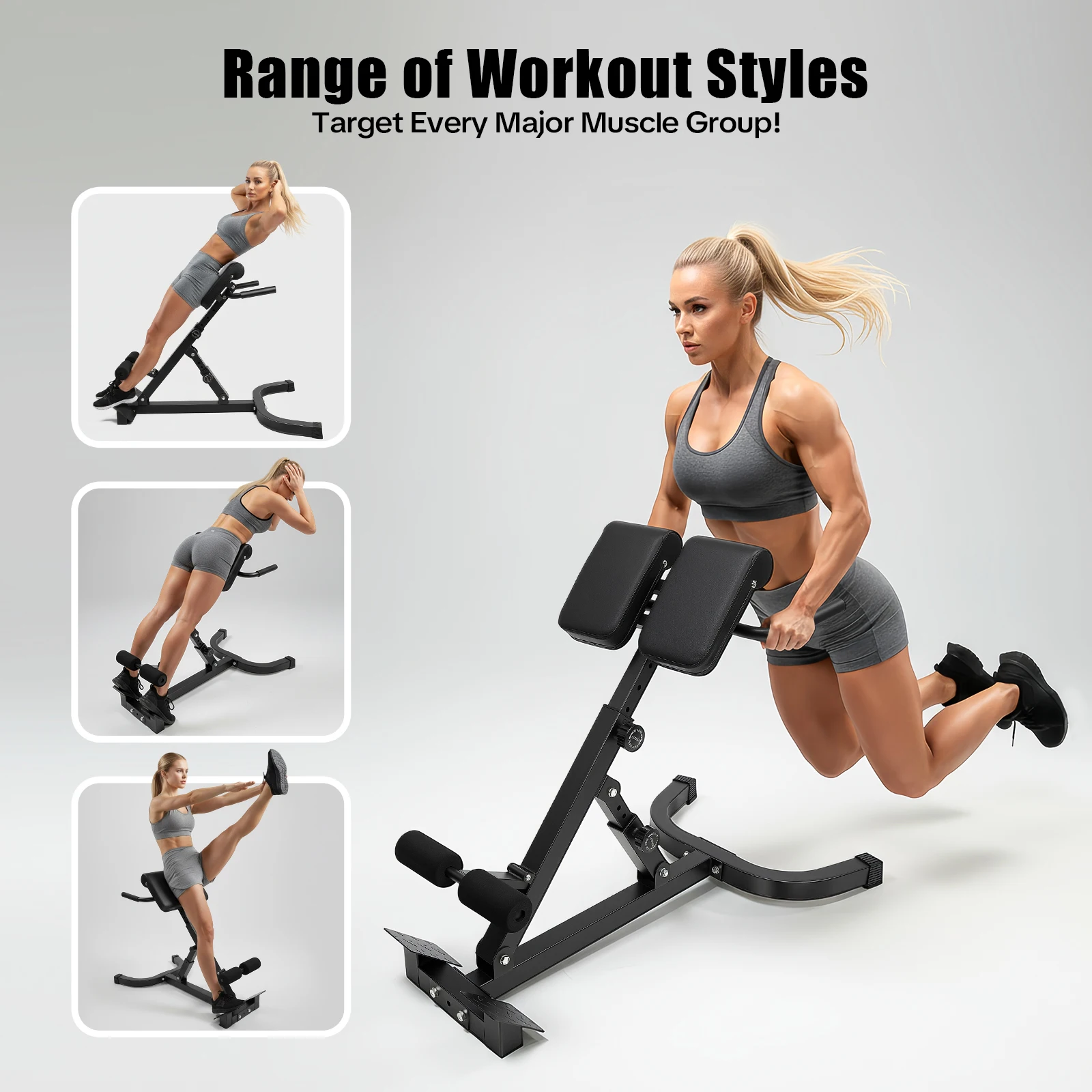 Back Extension Steel Frame Home Gym Fitness Equipment for Full Body Muscle Training - Image 4