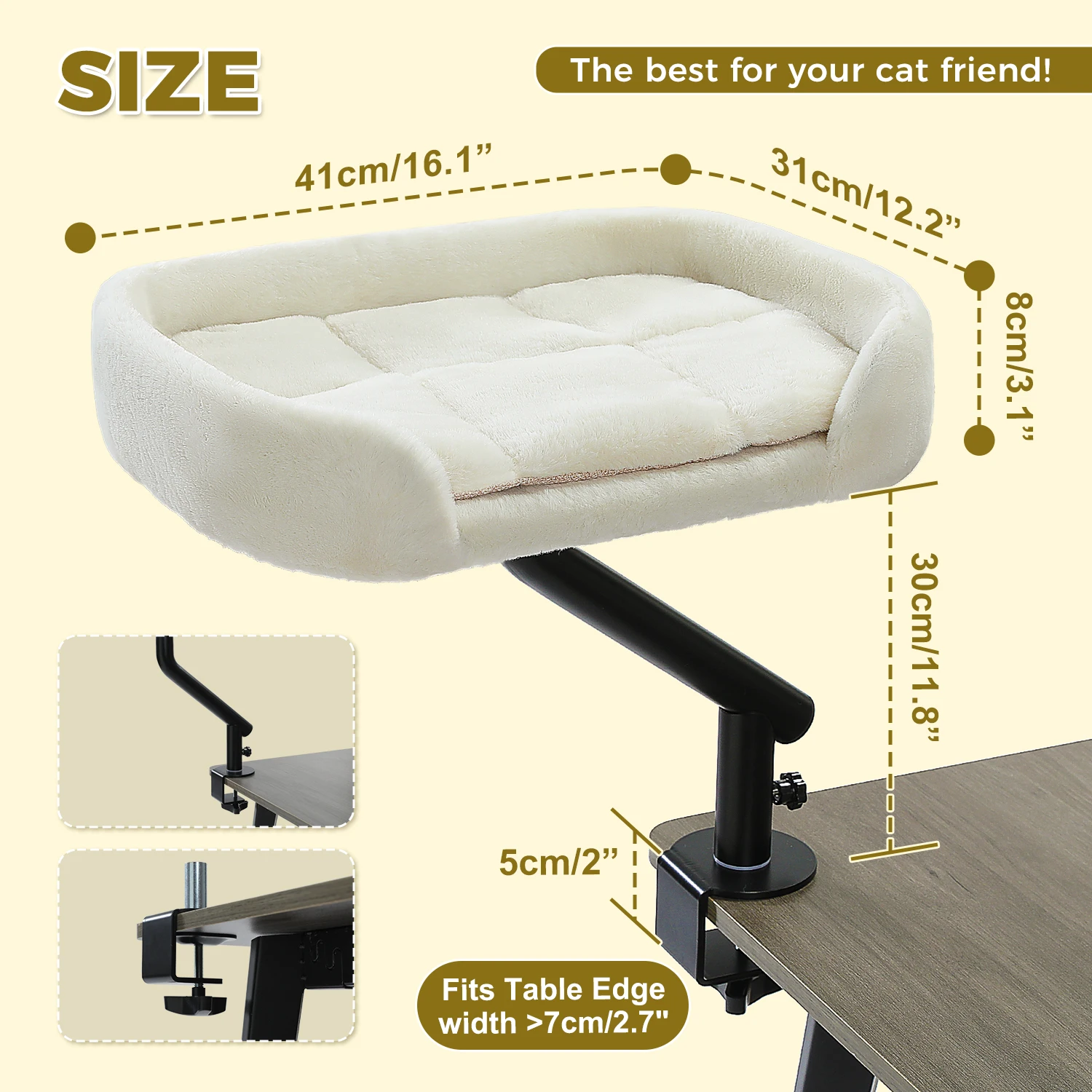 Cats Hammock for Table, Soft Cat Bed for Desk - Image 9