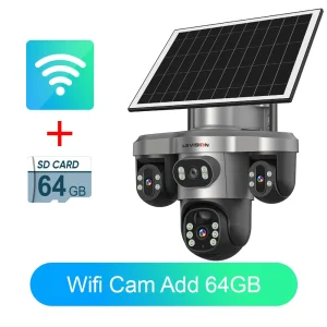 Solar Camera 3Lenses Outdoor Night Vision Security - Thumbnail Image 15