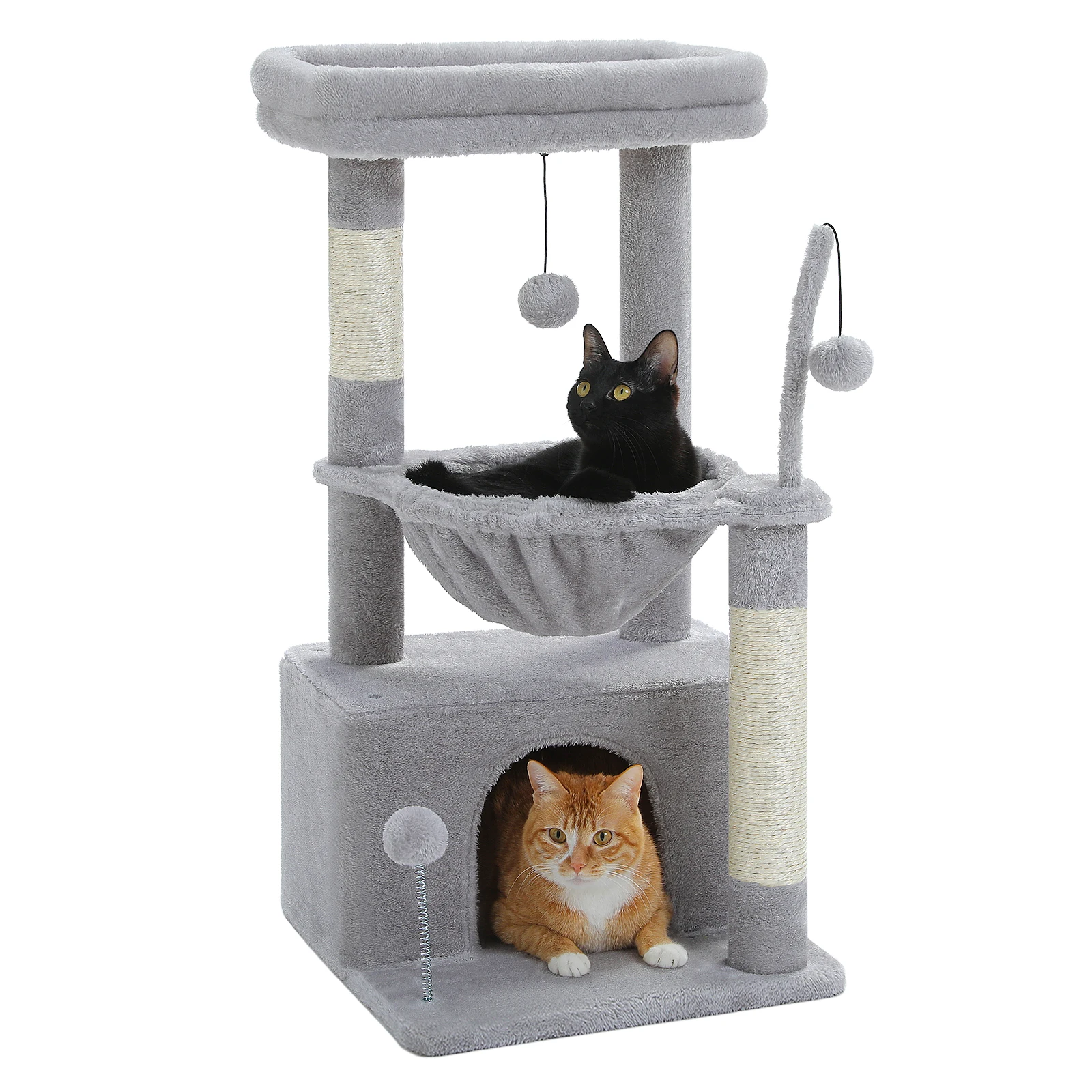 4-in-1 Cat Tree with Large Cat Condo, Sisal Scratching Post - Image 8