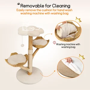 Cat Furniture Climbing Tree Solid Wood Activity Center with Scratching Post - Thumbnail Image 6