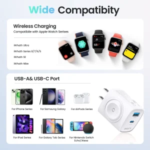 For Apple Watch Charger with 20W Fast Charging Block, - Thumbnail Image 6