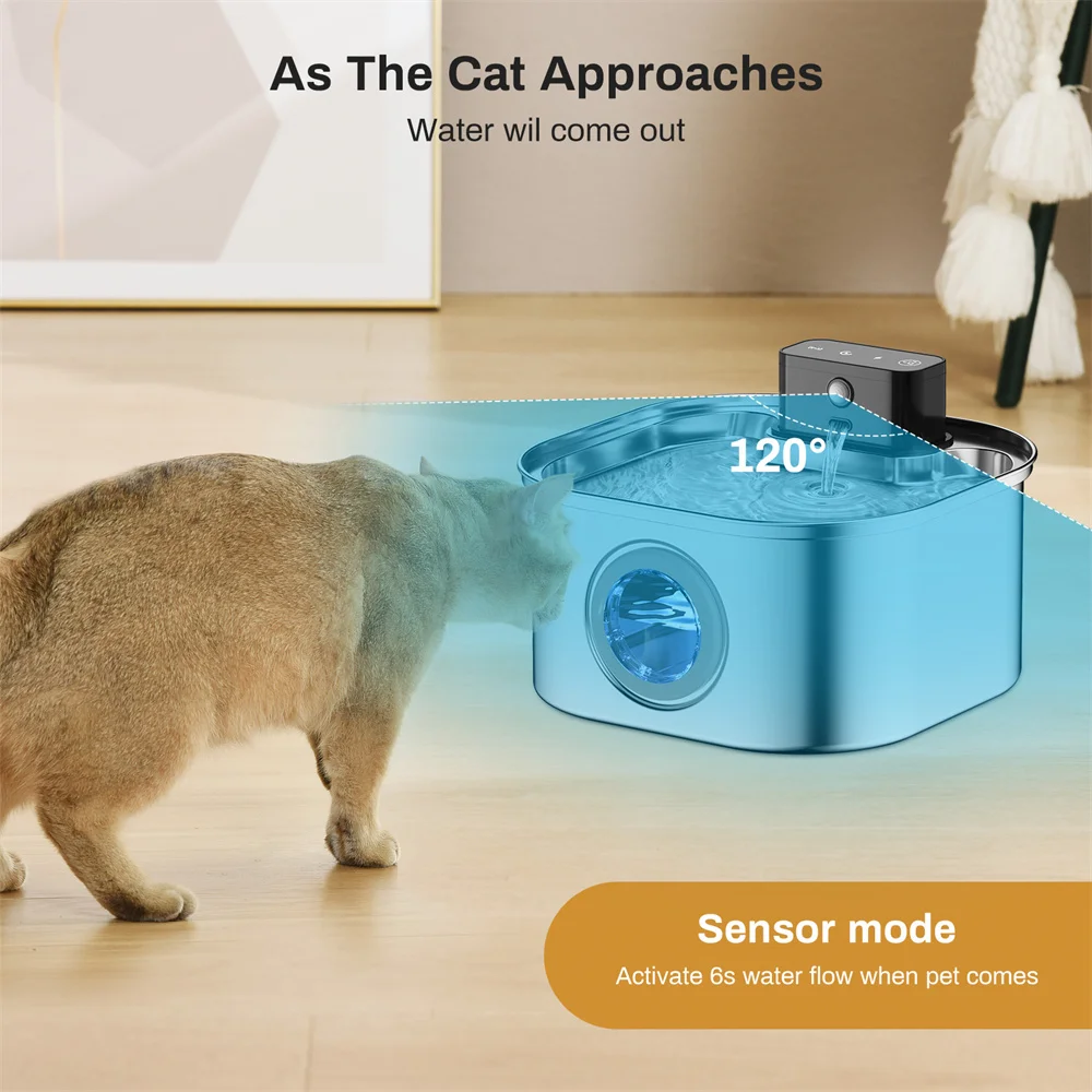 Wireless Stainless Steel Pet Water Fountain, 3.2L Automatic - Image 7