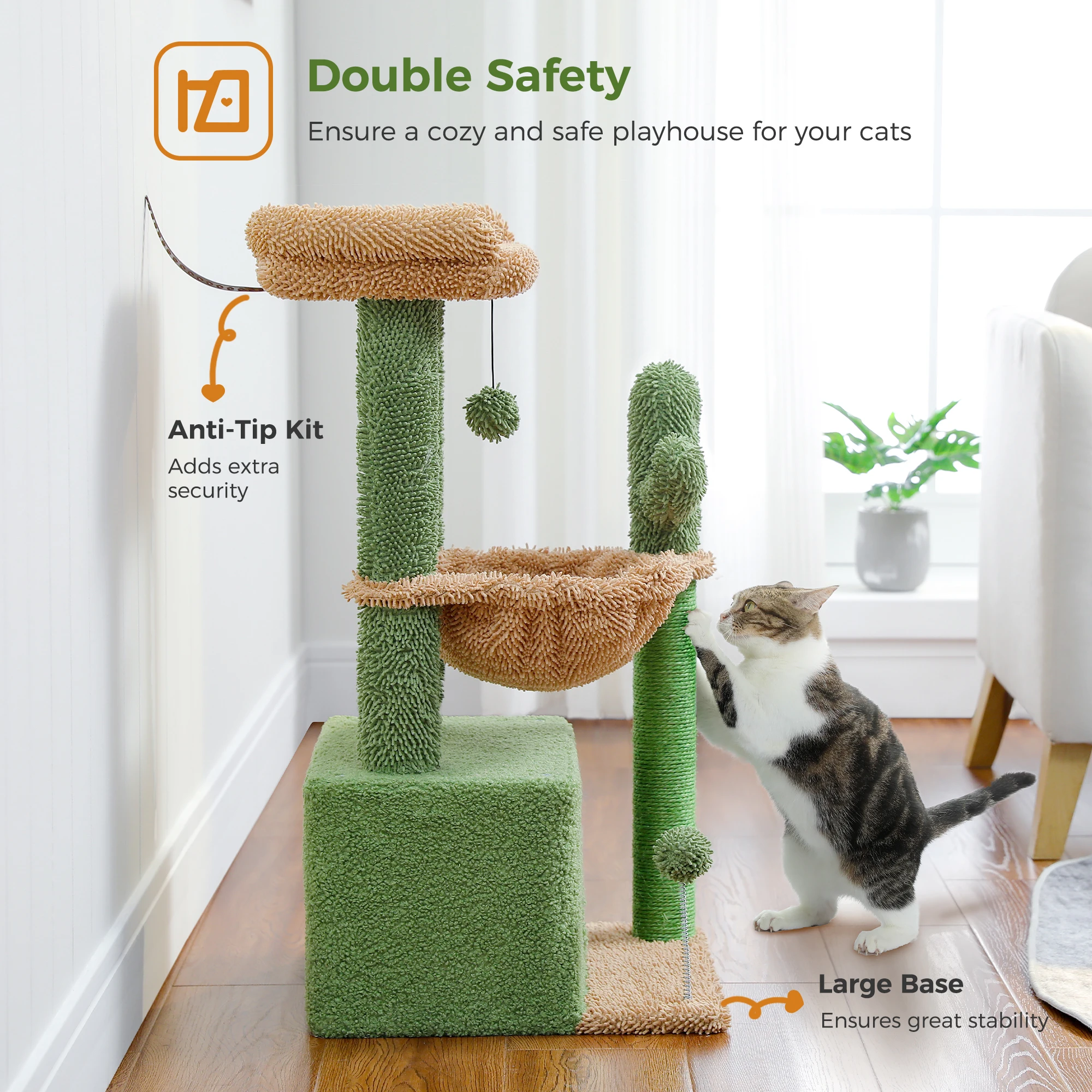 4-in-1 Cat Tree with Large Cat Condo, Sisal Scratching Post - Image 4