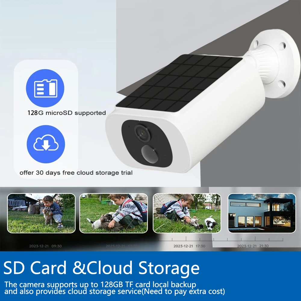 Outdoor Solar Battery Camera Wireless Motion Detection Light Color Night Vision Two-Way Audio Camera - Image 6