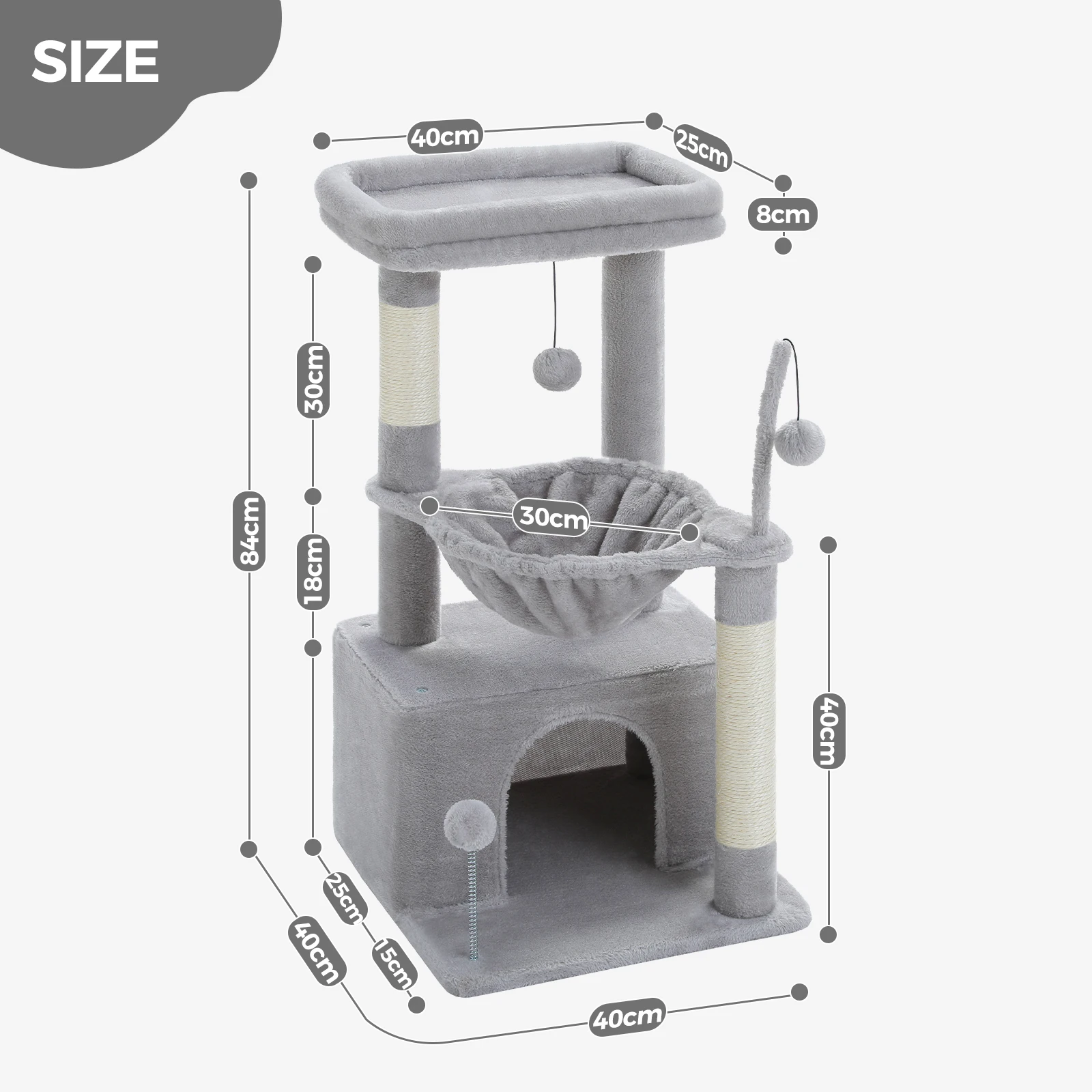 4-in-1 Cat Tree with Large Cat Condo, Sisal Scratching Post - Image 6