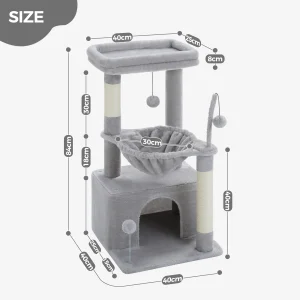4-in-1 Cat Tree with Large Cat Condo, Sisal Scratching Post - Thumbnail Image 6