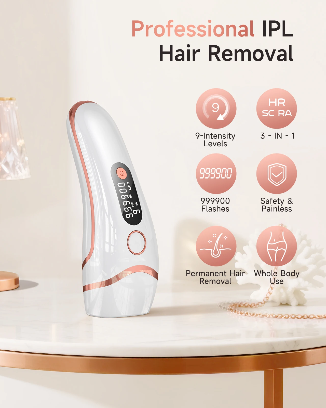 Hair Removal 9 energy levels epiladora laser with Acne treatment for Women’ - Image 2